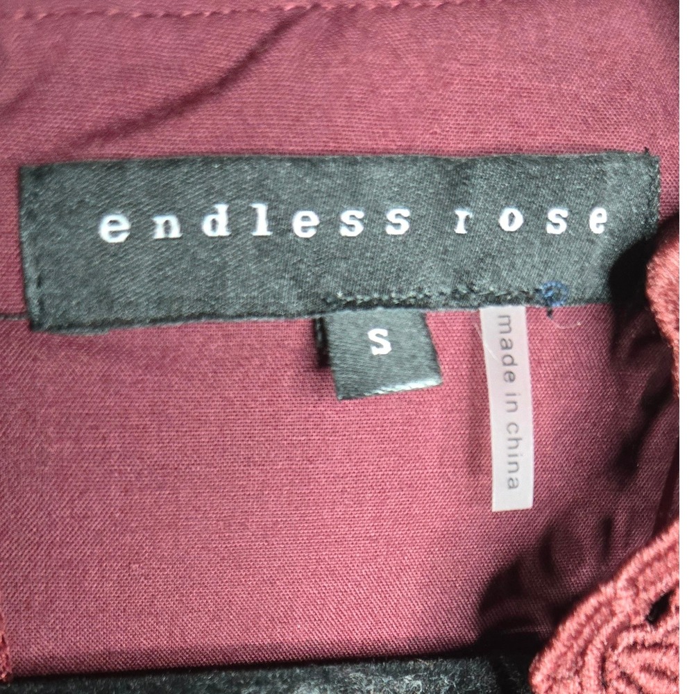 Burgundy Linen Blend Lace Mini Dress Size Small Romantic Boho Goth - Picture 7 of 8